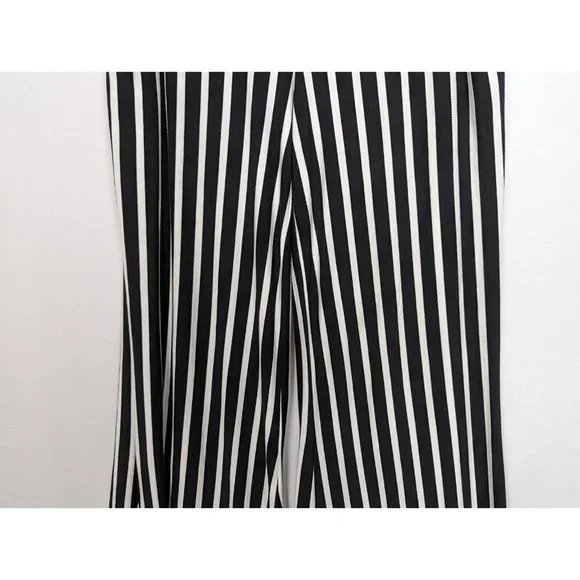Joseph Ribkoff 6 Black/White Striped Palazzo Pants Side Pockets Elastic Waist - Picture 4 of 7